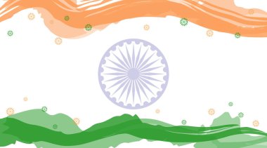 Bağımsızlık Günü 'nüz kutlu olsun. Soyut Tasarım Posteri Resimleri. Hindistan Ulusal Tatili 15 Ağustos Bayrağı. Ashoka çakra tekerleği, Grunge desenli bayrak arka planı. Web sitesi başlık kopyalama alanı