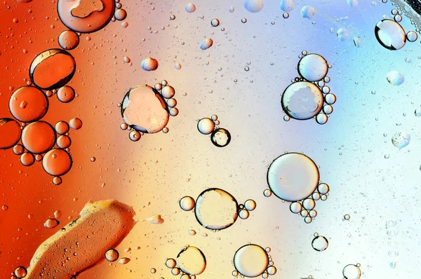 Абстрактний Водний Фон Бульбашками Нафти Поверхні Синьо Помаранчевих Кольорах — стокове фото