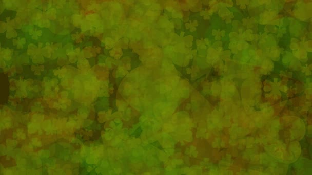 Moving Shamrock Patricks Day Clover Holiday Green Background Backdrop Video — Stock Video