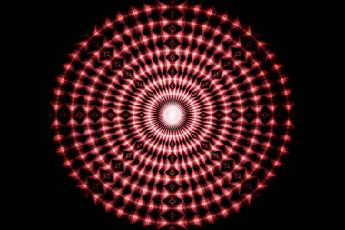 a red spiral black light circles pattern whirl bright shine art circular lights