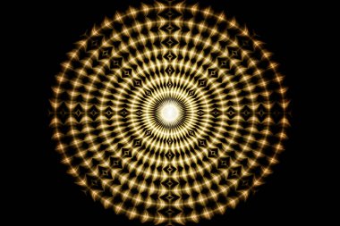a yellow spiral black light circles pattern whirl bright shine circular lights