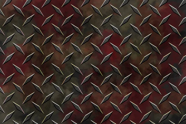 a red rusty diamond plate stainless steel embossed metal floor traction tread