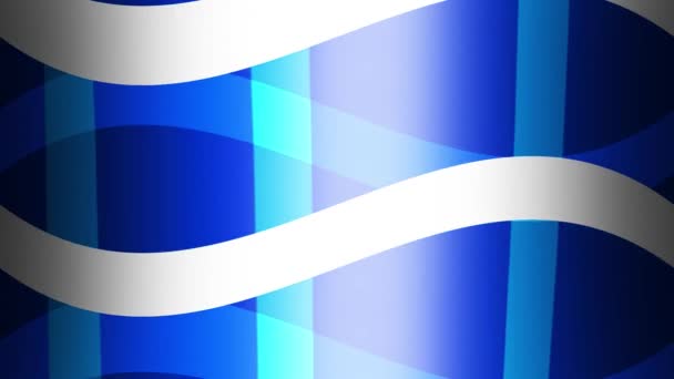 Блискучі Синьо Білі Вигнуті Святкові Лінії Смуги Безшовний Цикл Руху — стокове відео