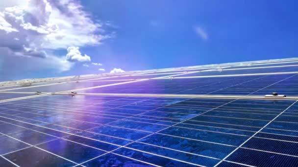 Una Energía Verde Sol Solar Deslumbramiento Paneles Soleados Energía Movimiento — Vídeos de Stock