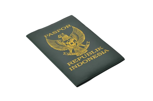 印度尼西亚共和国护照簿 绿色封面 白色背景 — 图库照片