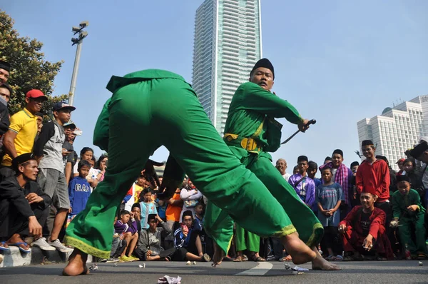 Jakarta Indonesien Juni 2015 Betawi Pencak Silat Martial Arts Performance — Stockfoto