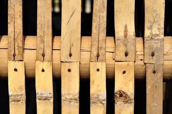 Närbild Detalj Selektivt Fokus Bambu Staket — Stockfoto