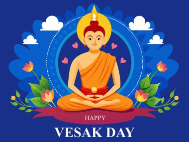 Mutlu Vesak Günü poster vektör görüntüsü