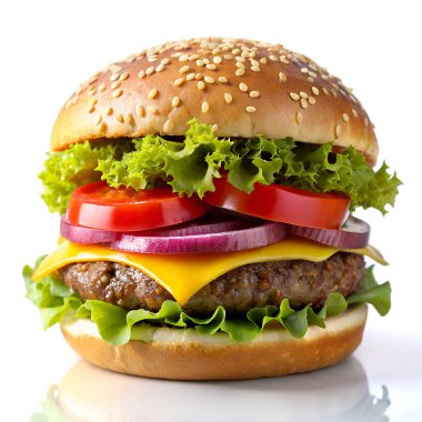 Büyük burger beyaz arkaplanda izole
