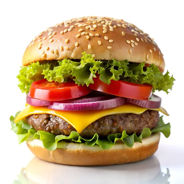 Büyük burger beyaz arkaplanda izole