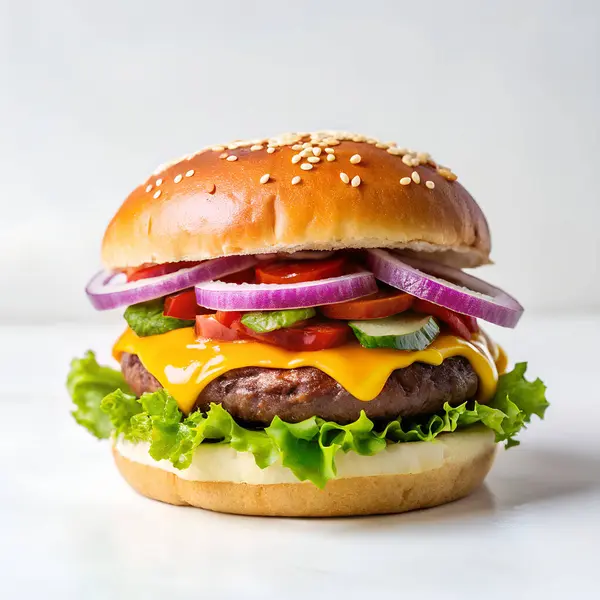 Büyük burger beyaz arkaplanda izole
