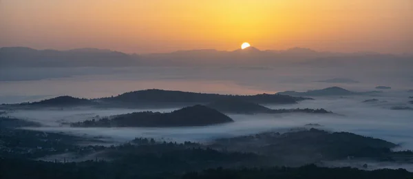 Панорама Греческого Острова Корфу Рассвете — стоковое фото