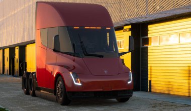 Tesla Semi is the world's first all-electric truck clipart