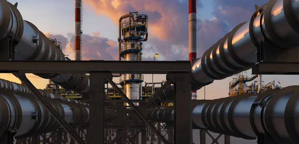Pipelines Einer Ölraffinerie — Stockfoto