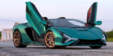Lamborghini SIAN FKP 37.The Sin FKP 37, V12 motorlu ve hibrit teknolojili süperkondansatörlere dayalı ilk süper spor otomobil..