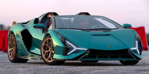 Lamborghini Sian Fkp Sin Fkp V12 Motorlu Hibrit Teknolojili Süperkondansatörlere — Stok fotoğraf