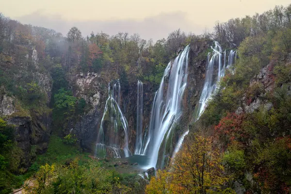 Great Waterfall Plitvice Lakes National Park Croatia — Stock Photo, Image