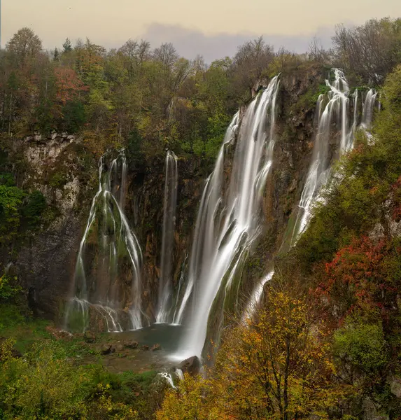 Great Waterfall Plitvice Lakes National Park Croatia — Stock Photo, Image