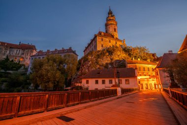 Cesky Krumlov Çek Cumhuriyeti 'nde gece