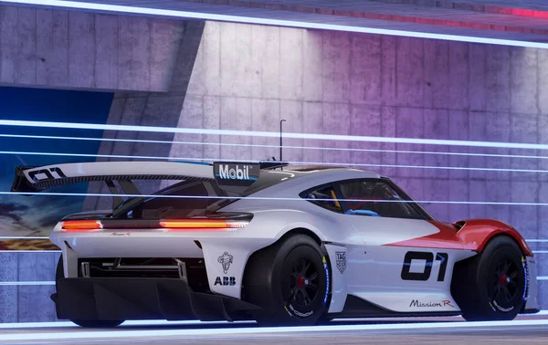 Porsche Mission Finalmente Está Conduciendo Tiene 088 Carga Minutos — Foto de Stock