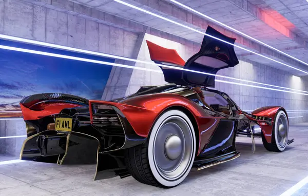 Aston Martin Valkyrie Освещенном Тоннеле — стоковое фото