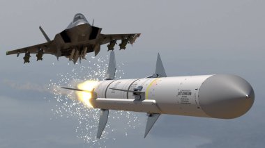 AIM-120 AMRAAM (Gelişmiş Orta menzilli Havadan Havaya Füze) - Aktif radar güdümlü Amerikan güdümlü orta menzilli havadan havaya füze.