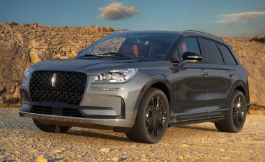 Szczecin, Polonya-Şubat 2024: The Lincoln Corsair: Küçük Lüks SUV.3d görüntüleme.