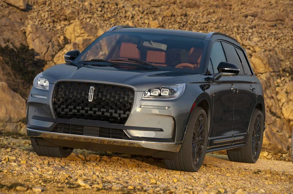 Szczecin, Polonya-Şubat 2024: The Lincoln Corsair: Küçük Lüks SUV.3d görüntüleme.