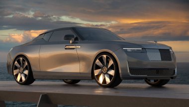 Okyanusun arka planına karşı Yuvarlak-Royce Düşük Kuyruk