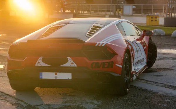 Lamborghini Huracan Специфікації Треку Ліцензійні Стокові Зображення