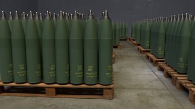 Depoda 155 mm topçu mermisi var.
