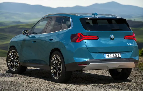 stock image New BMW X3 2025 model against the backdrop of the Tuscan landscape