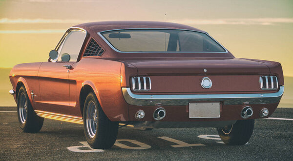 1967 Ford Mustang Fastback on retro photography