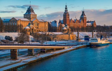 Haken Terrace in Szczecin on a winter morning clipart