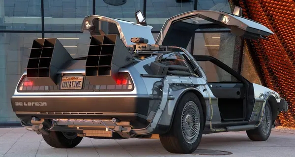 DeLorean DMC-12 - a two-seater sports car mass-produced by DeLorean Motor Company.	