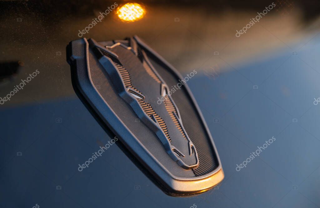 Close-up of the Mustang Dark Horse Emblem logo