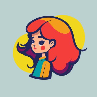 Çizgi film kızlarının basit çizimi, canlı renkler.