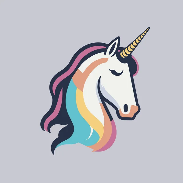 Simple Illustration Head Unicorn Flat Design Dapat Digunakan Sebagai Logo - Stok Vektor