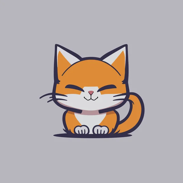 Simple Illustration Cute Cat — Stock Vector