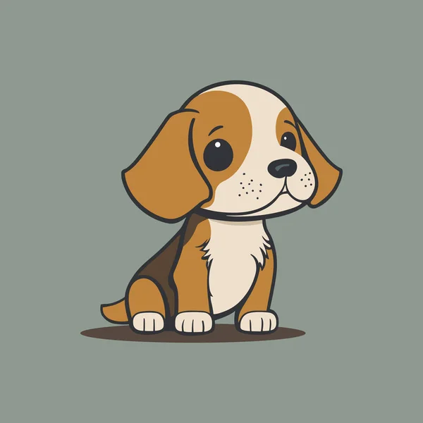 かわいいペットの犬 ビーグルの品種の簡単なイラスト — ストックベクタ