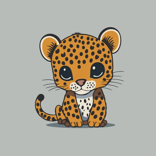 Dessin Animé Illustration Léopard Jaguar Animal Mignon — Image vectorielle