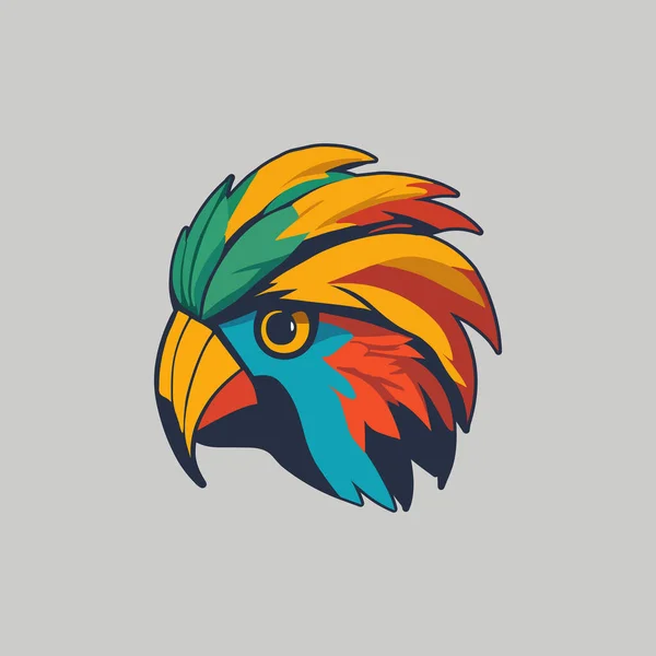 Desenhos Animados Ilustração Cabeça Papagaio Design Plano Pode Ser Usado — Vetor de Stock