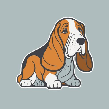 Basset Hound 'un çizgi film çizimi, şirin köpek.