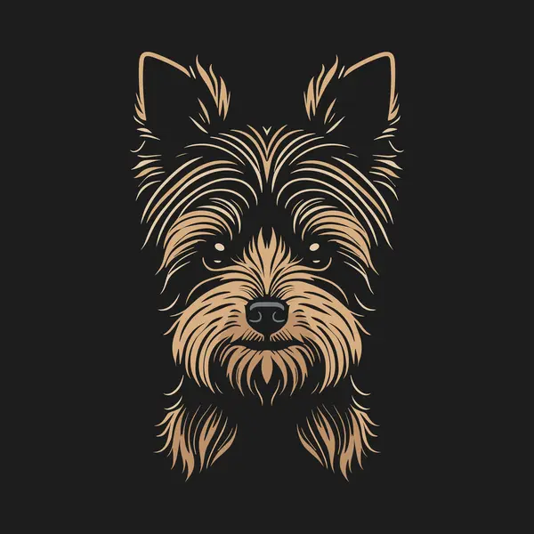 约克郡猎犬头的图解 可爱的小狗 可以用作标识 用黑色背景隔开 图库矢量图片