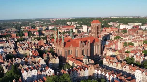 Aerial View Gdansk City Poland Establishing Shot Panoramic View Famous — Stock Video