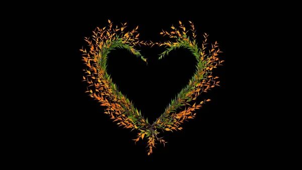 Дерево Форме Сердца Сезонное Дерево Зелеными Желтыми Листьями Рендеринг — стоковое фото