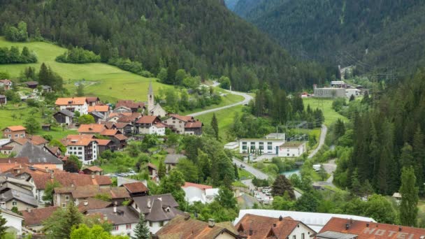 Time Lapse Klein Bergresort Zwitserse Alpen Zicht Filisur Kijkend Naar — Stockvideo