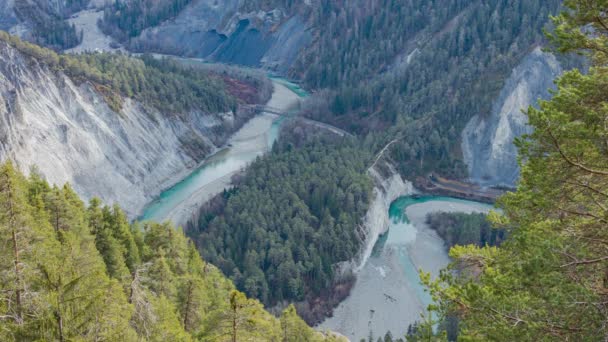 Time Lapse Río Las Montañas Suizas Ruinaulta Canyon Rheinschlucht Gran — Vídeo de stock