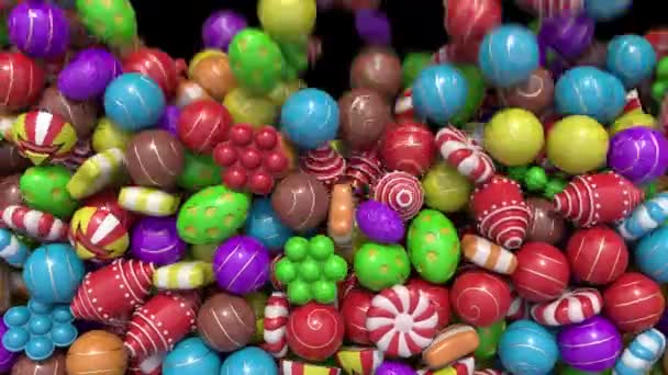 Sweet Candy Transitions Caindo Animação Com Alfa Renderização — Vídeo de Stock