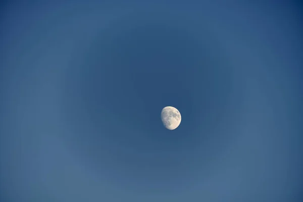 青い背景にほぼ満月 コントラスト 誰もいない 空のスペース クリア — ストック写真